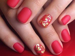 290 photos of red-gold manicure | two color nail designs 