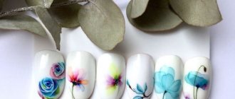 Watercolor on nails step by step for beginners. Photo 
