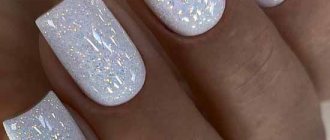 White nails with glitter