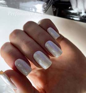 White nail color with glitter