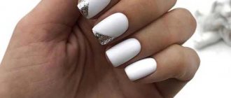 White bridal manicure with sparkles