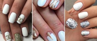 White manicure with glitter - new items, trends, trends, ideas