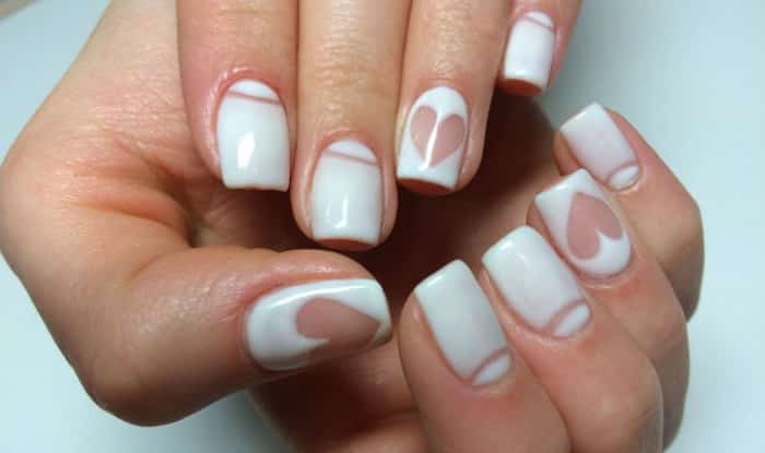 White manicure with clear polish