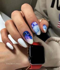 White with watercolor pattern