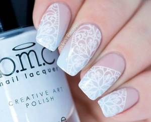 White stamping manicure
