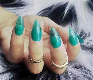 Turquoise transparent nails