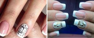 One white nail with a crown-shaped decor looks more advantageous.