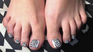 Black and white zebra pedicure