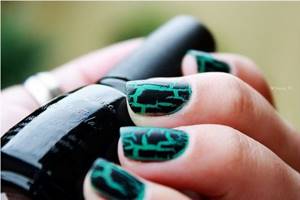black and turquoise design