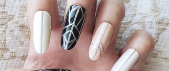 Black and silver geometry manicure