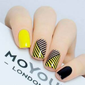 Black and yellow manicure