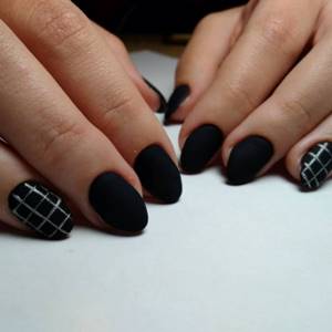 black matte nails almond five