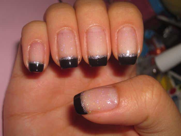 Black French on long nails