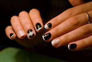 Black gel polish on nails
