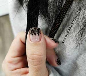 Black manicure with negative space