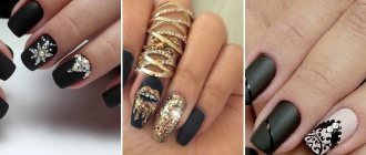Black manicure with rhinestones - fashionable design ideas for nails of any length