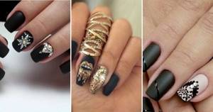 Black manicure with rhinestones - fashionable design ideas for nails of any length