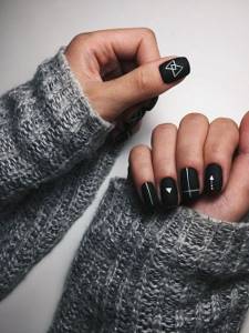 Black matte space manicure