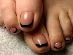 black matte French pedicure