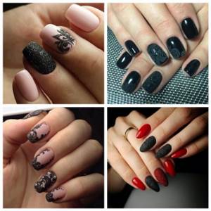 black sand in manicure collage
