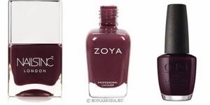 Nail polish colors 2022: fashionable new items - dark cherry and burgundy