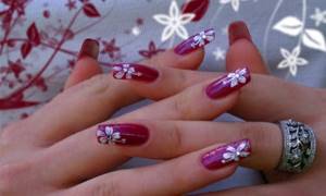 Flowers on nails step by step photo