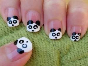 Children&#39;s nail design with pandas