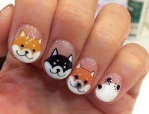 children&#39;s manicure with cartoon characters
