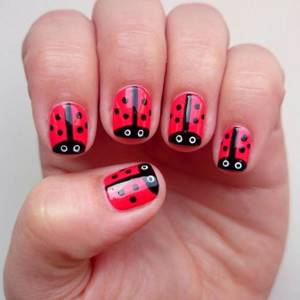 children&#39;s manicure with animals and insects