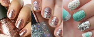 The design of a manicure with glitter should always be thought out in advance.