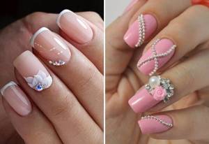 nail design with sculpting and rhinestones