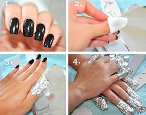 Stages of removing gel polish