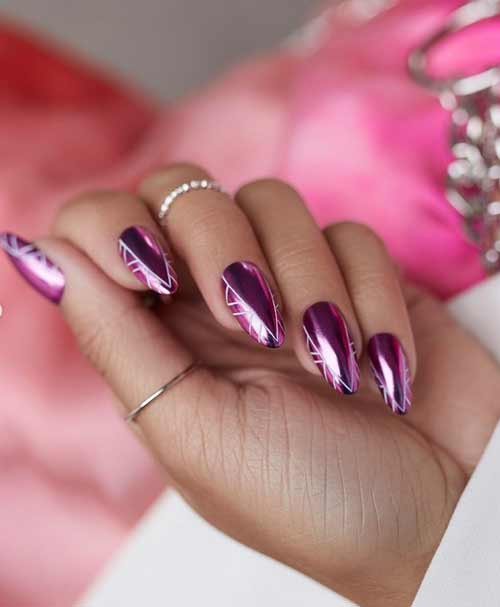 Purple manicure with rubbing