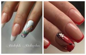 French manicure with butterflies