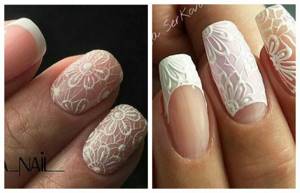 French manicure with lace