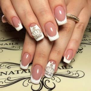 French manicure with rhinestones