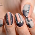 geometric manicure with stripes