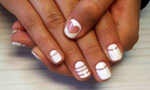 Glossy white manicure