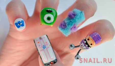 Do you want to be super creative? Then make such an eccentric and comical nail design 