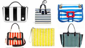 Your striped handbag can give you an idea for decorating nails with ribbons.