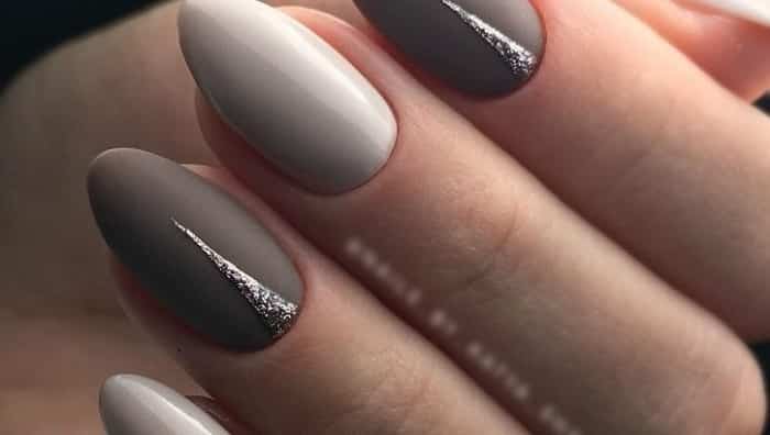 Brown-gray manicure