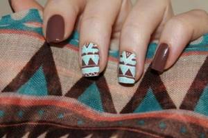 Brown manicure with light shades