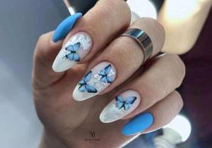 Beautiful manicure with butterflies