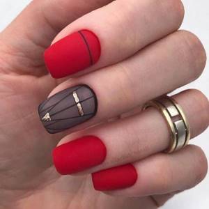 Red manicure for short nails 2021