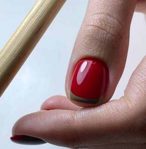 Red and khaki French manicure