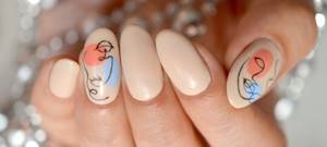 girl&#39;s face on nails, silhouette