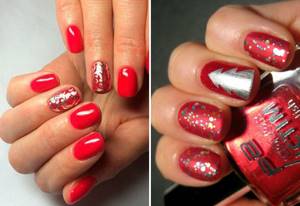 manicure 2022 red with silver