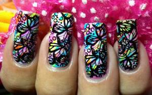 Manicure with acrylic paints photo