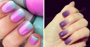 manicure in two colors using a sponge