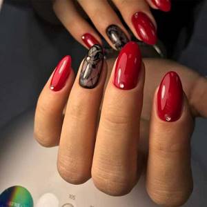 Manicure classic combination of red and black